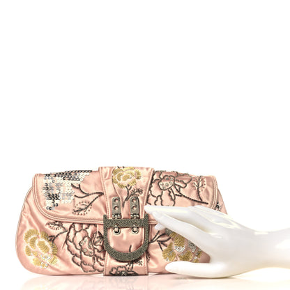 Christian Dior Silk Sequins Embroidered Stingray Clutch Pink 2 of 8