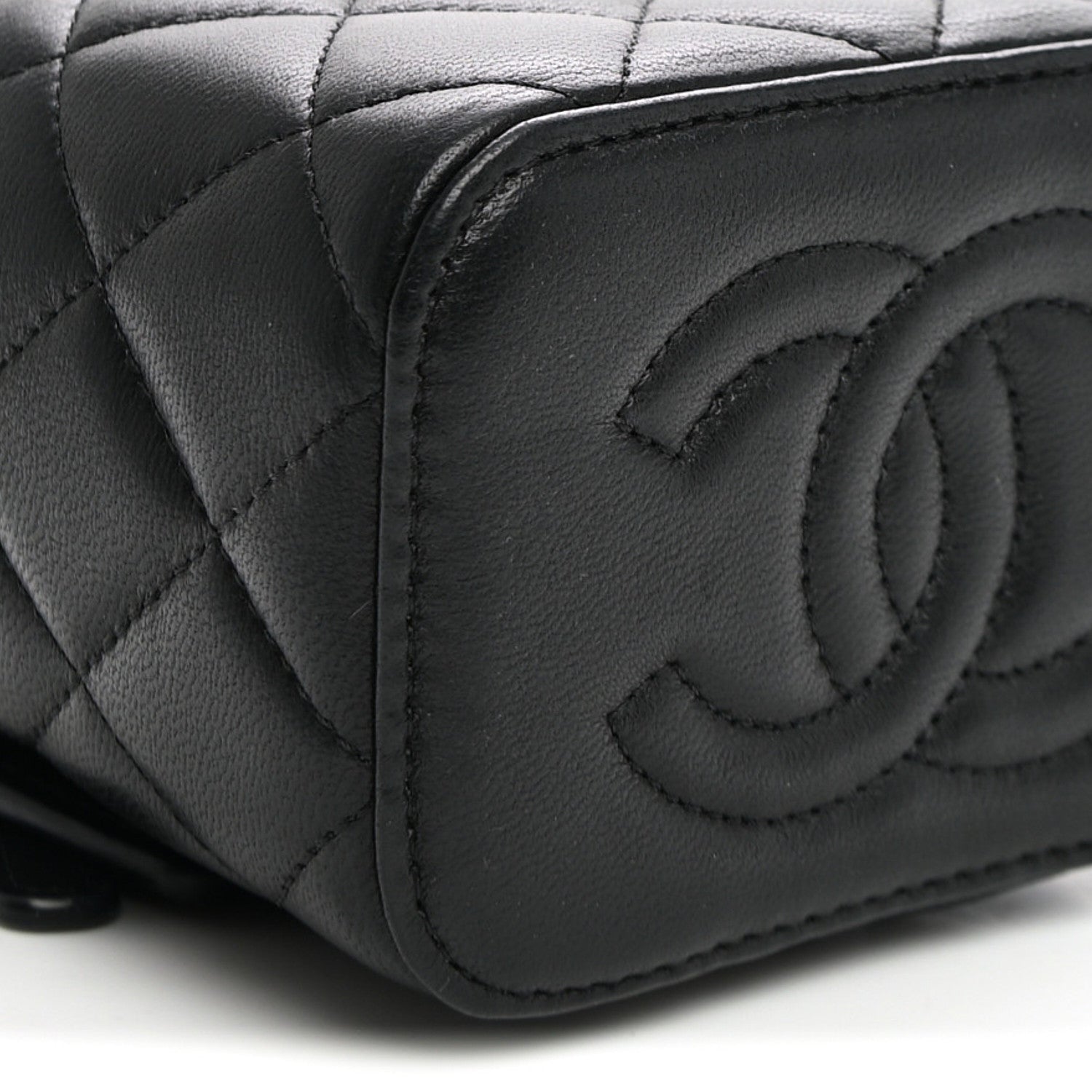 Chanel Lambskin Quilted Top Handle Mini Vanity Case With Chain Black 9 of 10