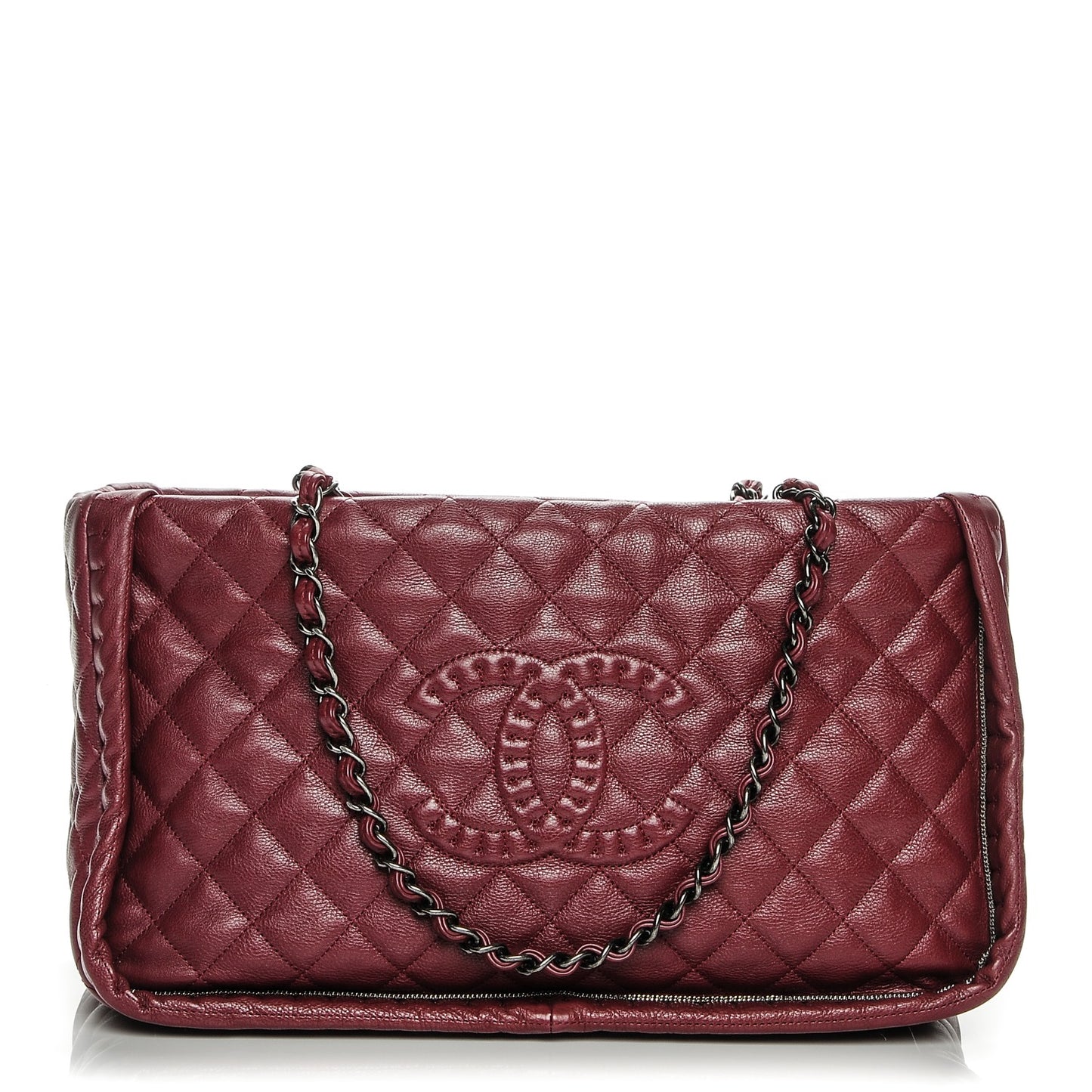 Calfskin Quilted Small Istanbul Tote Light Burgundy