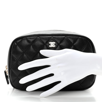 Chanel Caviar Quilted Curvy Pouch Cosmetic Case Black 2 of 9