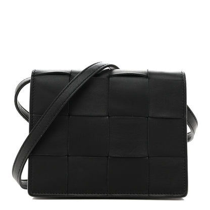 Bottega Veneta Lambskin Maxi Intrecciato Mini Cassette Crossbody Bag Black 1 of 9