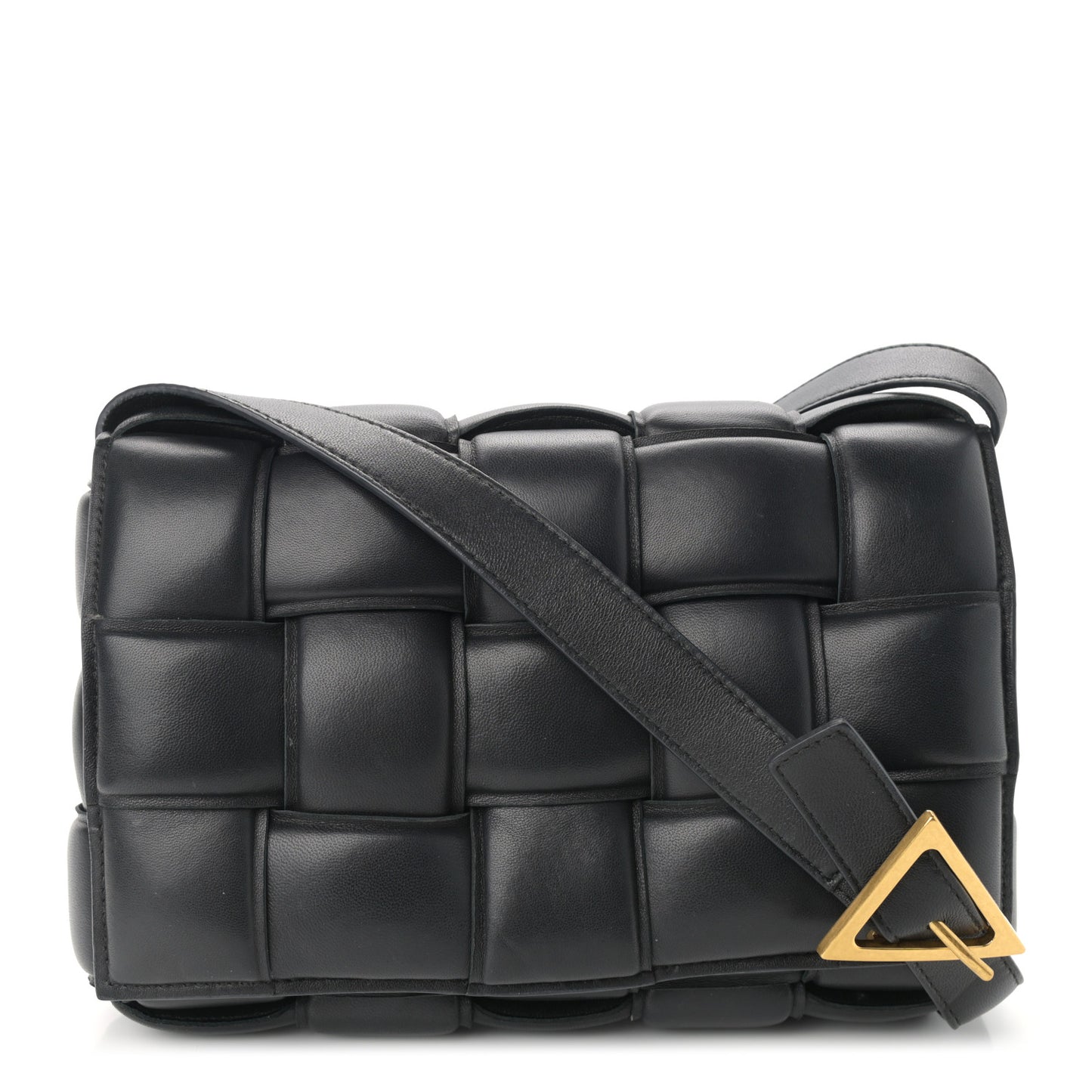 Nappa Maxi Intreccio Padded Cassette Crossbody Bag Black