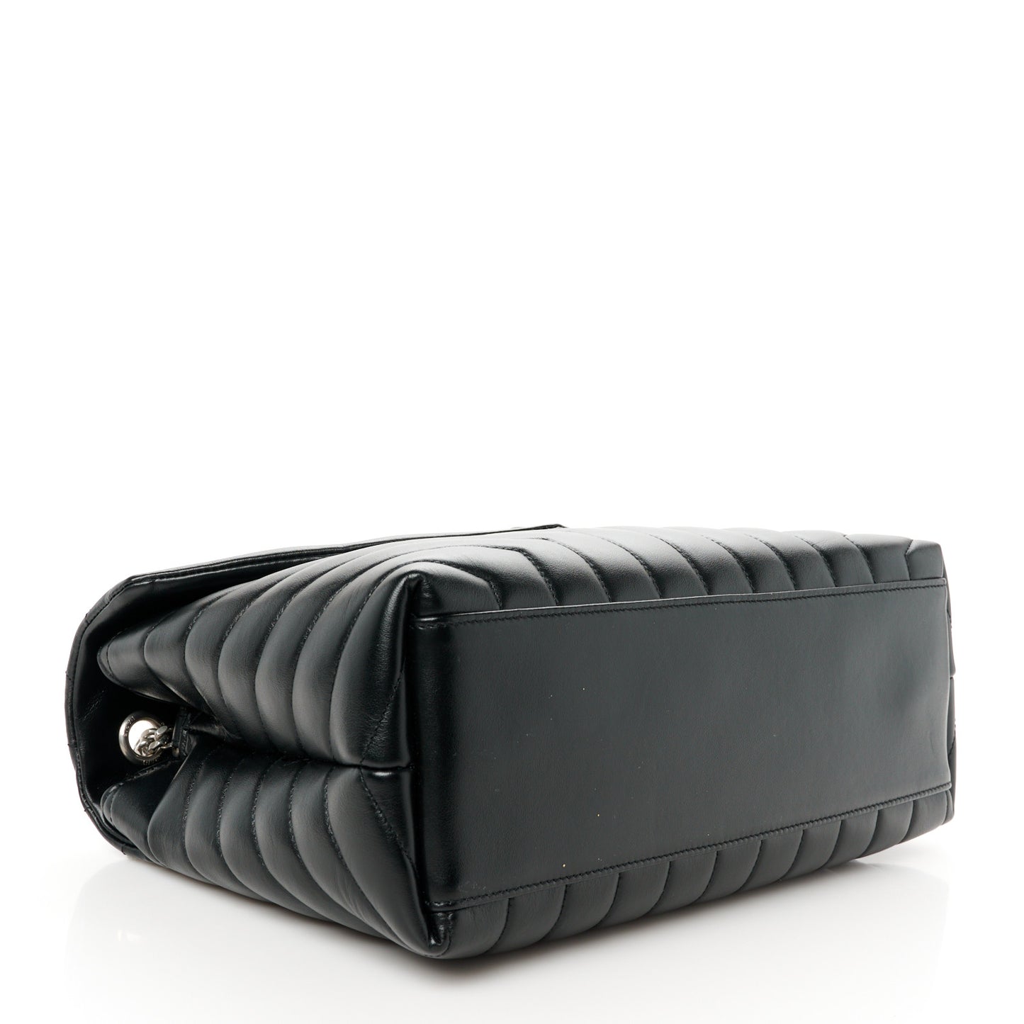 Calfskin Y Quilted Monogram Medium Loulou Chain Satchel Black