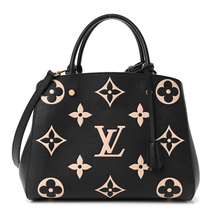 Louis Vuitton Empreinte Monogram Giant Montaigne MM Black Beige 1 of 10