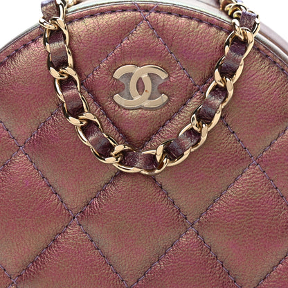 Chanel Iridescent Lambskin Quilted Round Clutch With Chain Purple 8 of 11