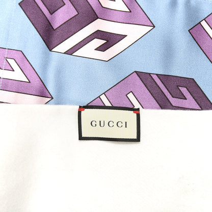 Gucci Cashmere Silk Cubemis Scarf Ivory Sky Blue 4 of 5