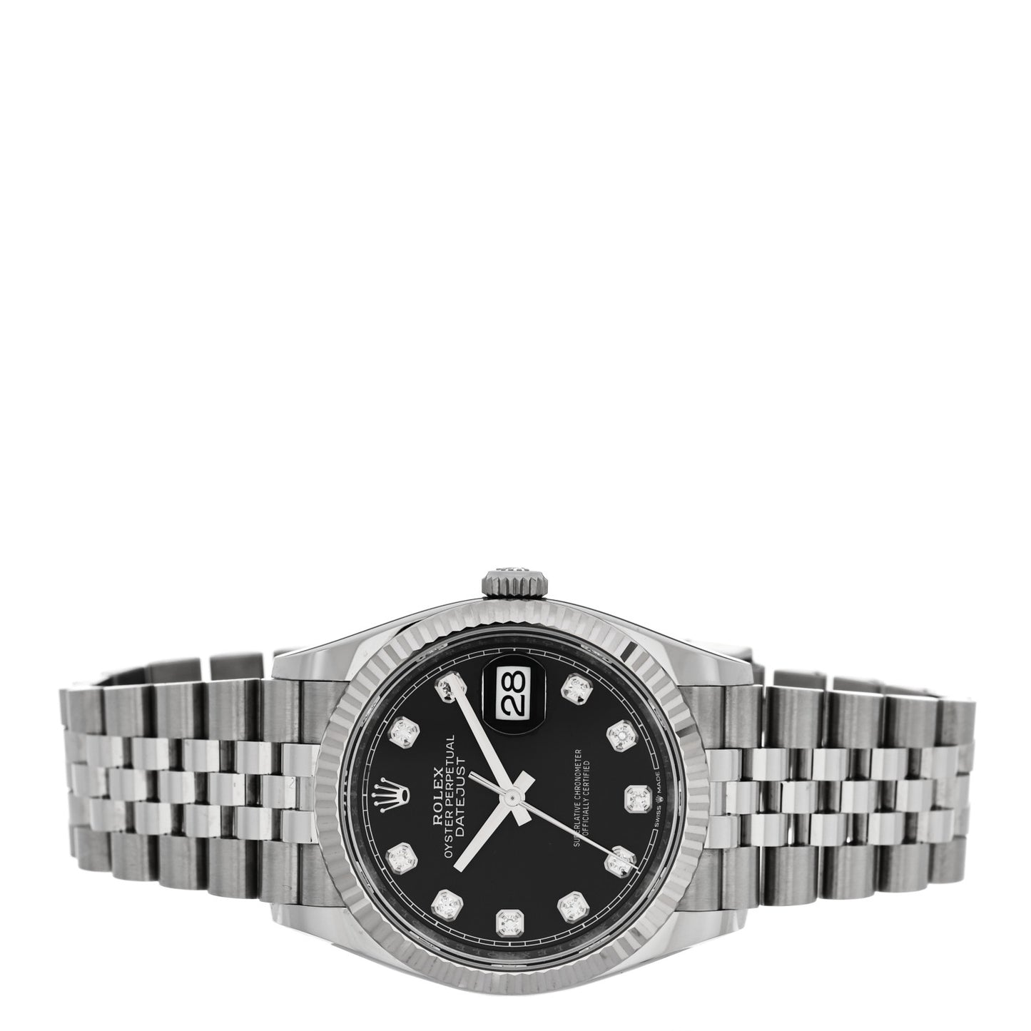 Stainless Steel 18K White Gold Diamond 36mm Oyster Perpetual Datejust Watch Black 126234