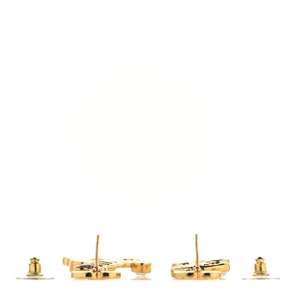 Chanel Metal Crystal Coco Script CC Drop Earrings Gold 3 of 5