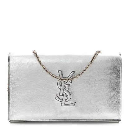 Saint Laurent Metallic Crinkled Calfskin Belle de Jour Chain Clutch Silver 1 of 11