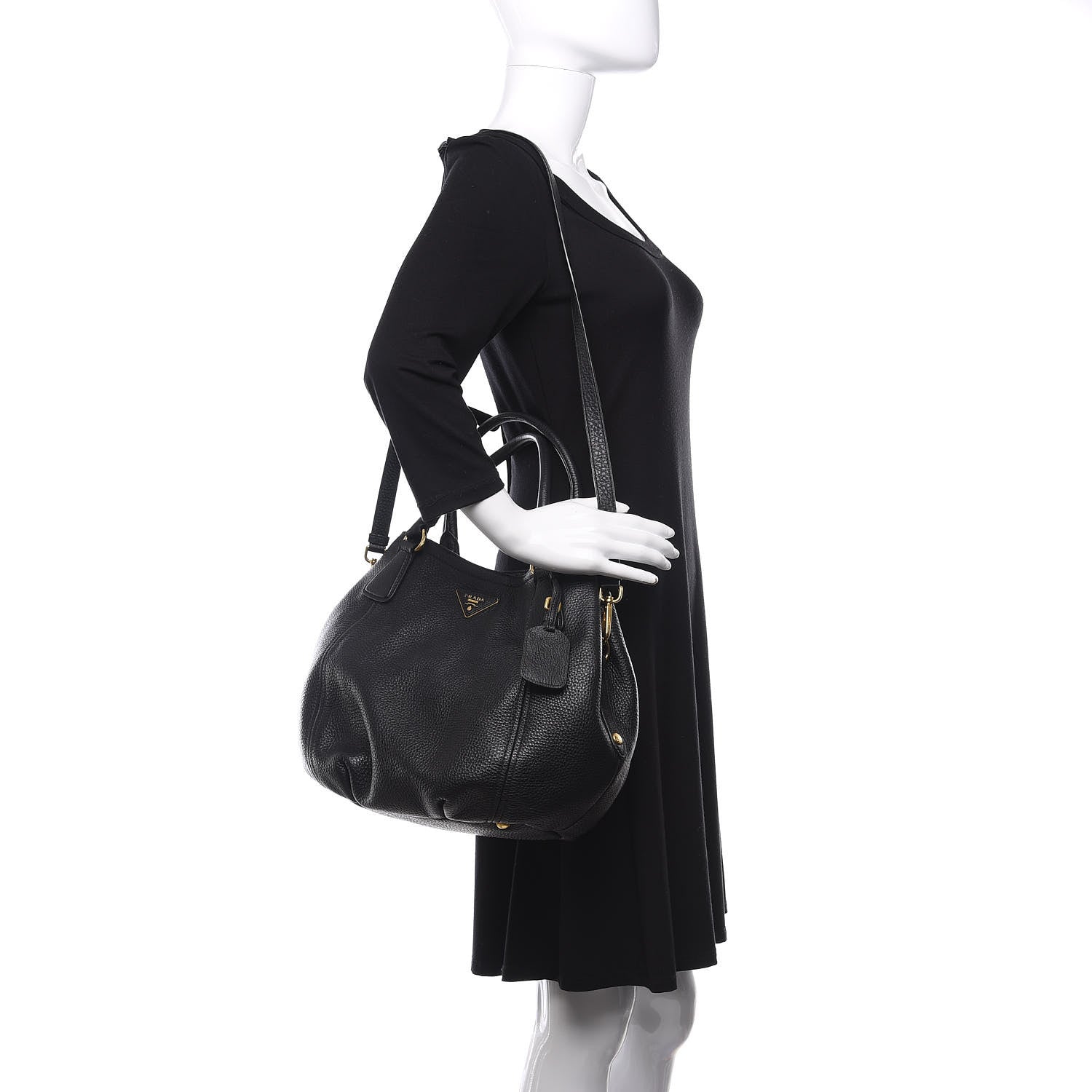 Prada Vitello Daino Tote Black 2 of 12
