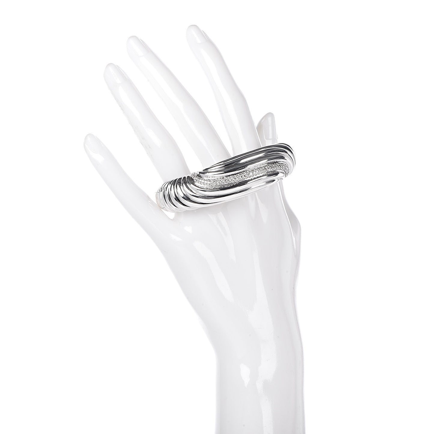 Sterling Silver Diamond Hinge Cuff Bracelet