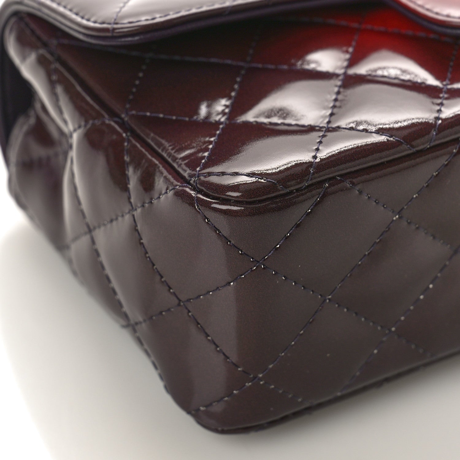 Chanel Shaded Patent Calfskin Quilted Mini Rectangular Flap Red Yellow Dark Purple 8 of 9