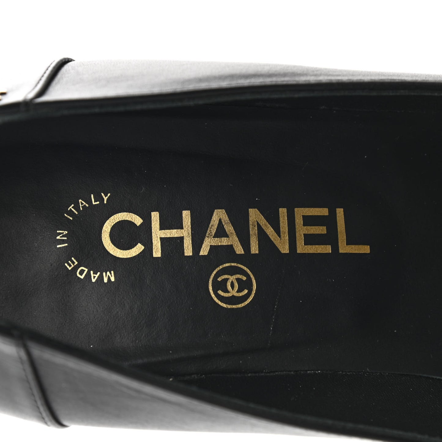Glazed Calfskin CC Loafers 41 Black