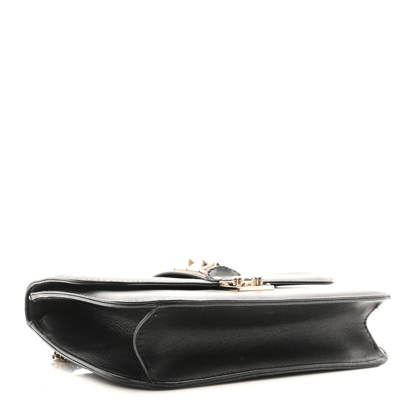 Vitello Medium Glam Lock Rockstud Flap Black