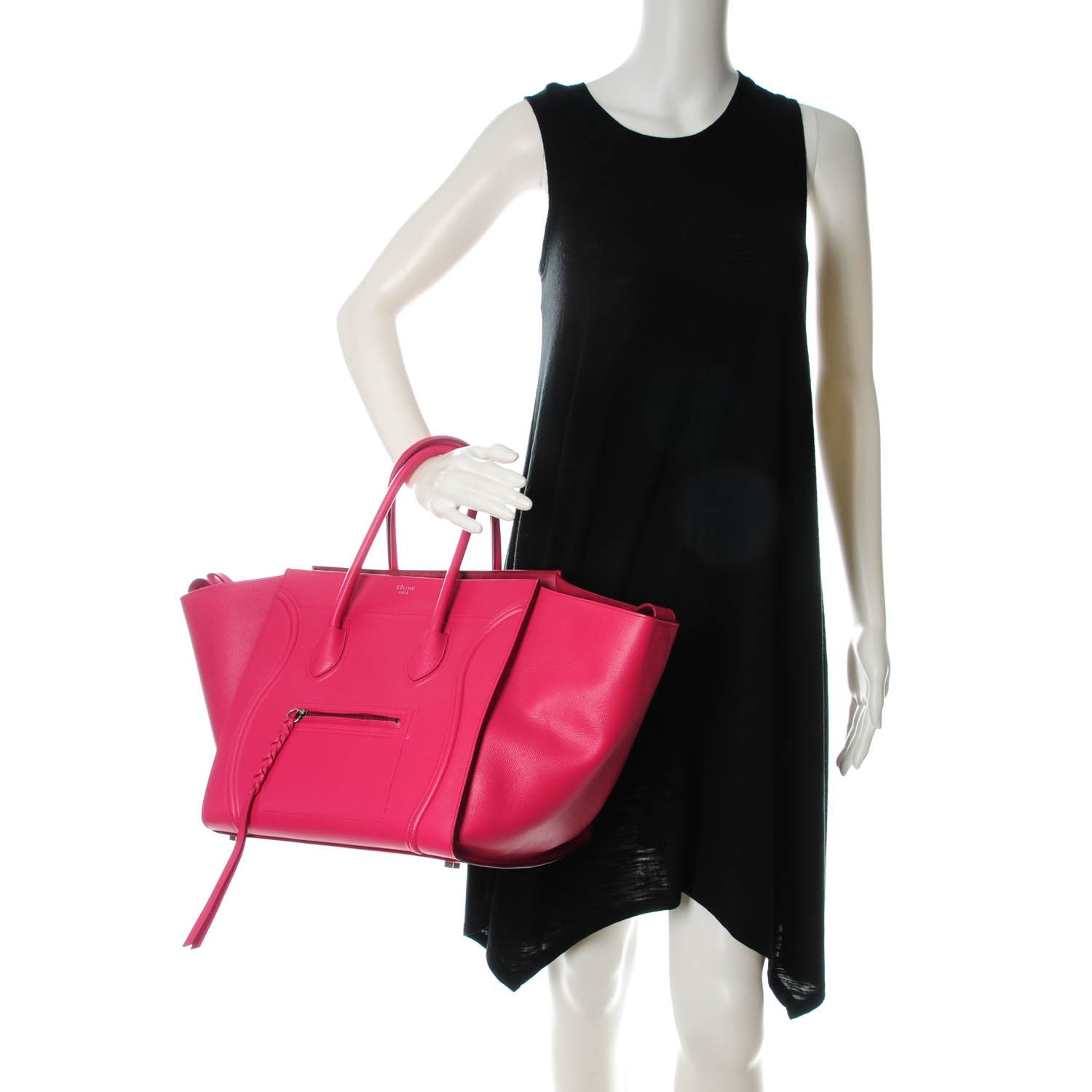 Celine Grained Calfskin Medium Phantom Luggage Fuchsia 2 of 7