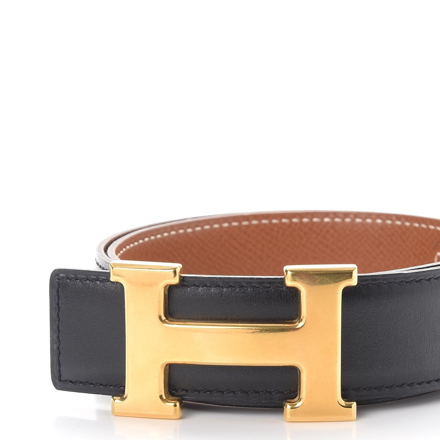 Hermes Box Courchevel 32mm H Belt 65 Black Gold 4 of 11