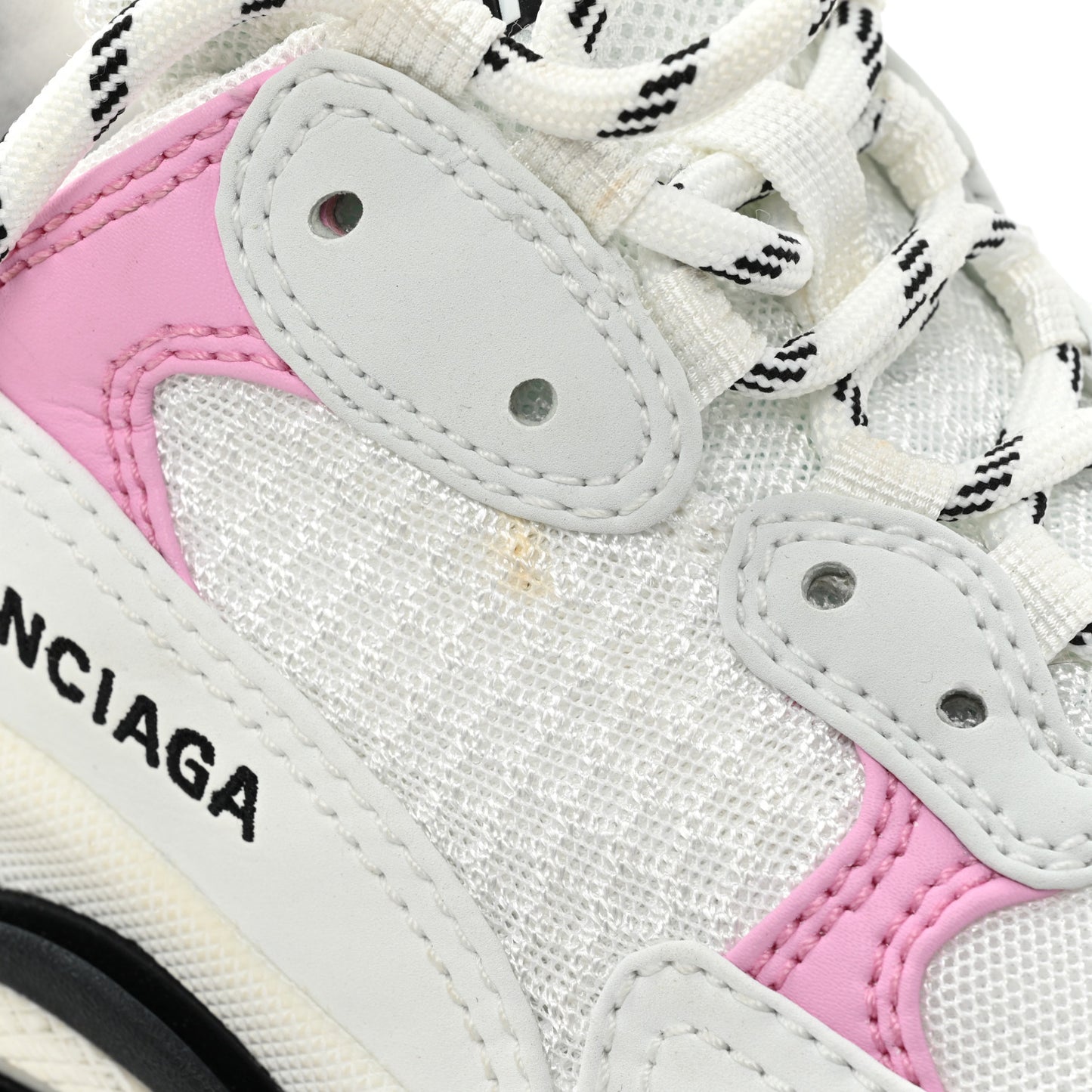 Fabric Mesh Washed Effect Womens Triple S Sneakers 36 Pink White Blue