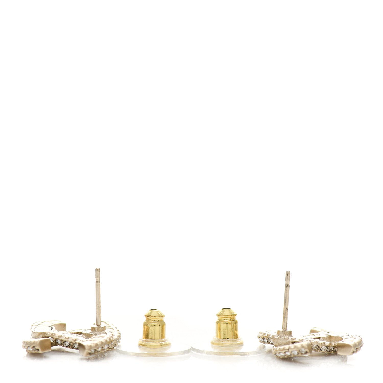 Chanel Crystal Timeless CC Earrings Light Gold 3 of 4