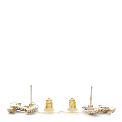 Chanel Crystal Timeless CC Earrings Light Gold 3 of 4