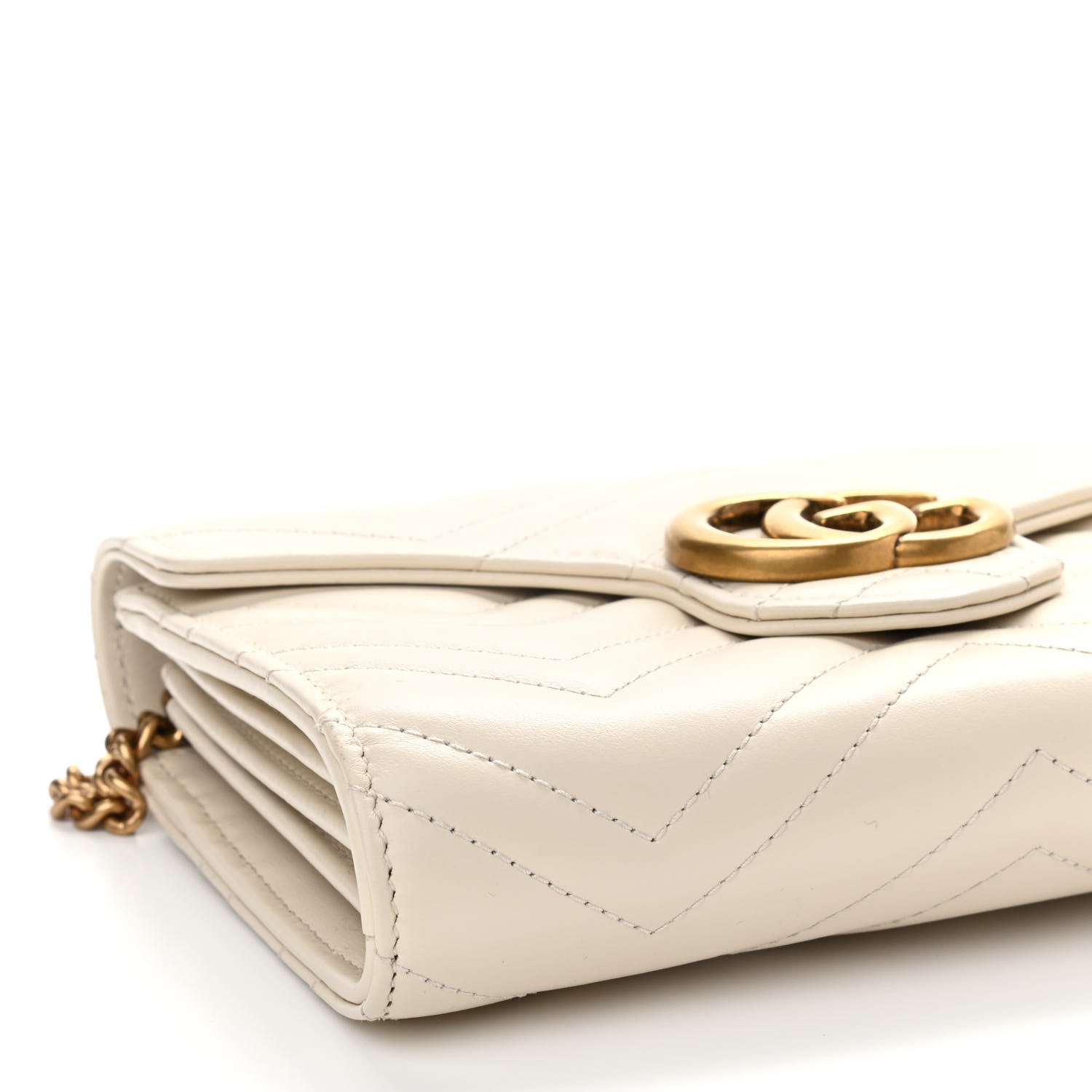 Gucci Calfskin Matelasse GG Marmont Chain Wallet Mystic White 14 of 17