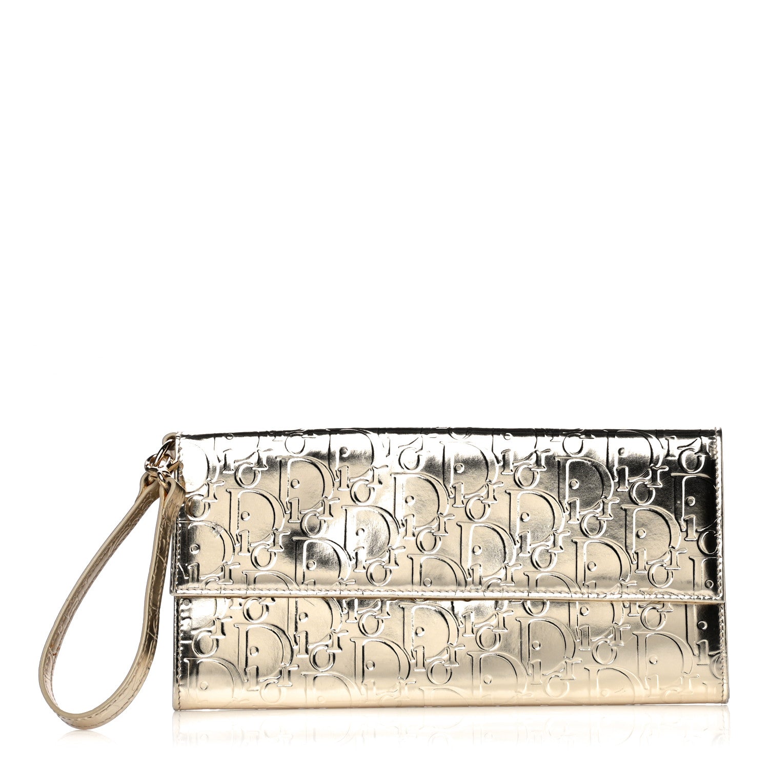 Christian Dior Metallic Patent Ultimate Wristlet Gold 2 of 8