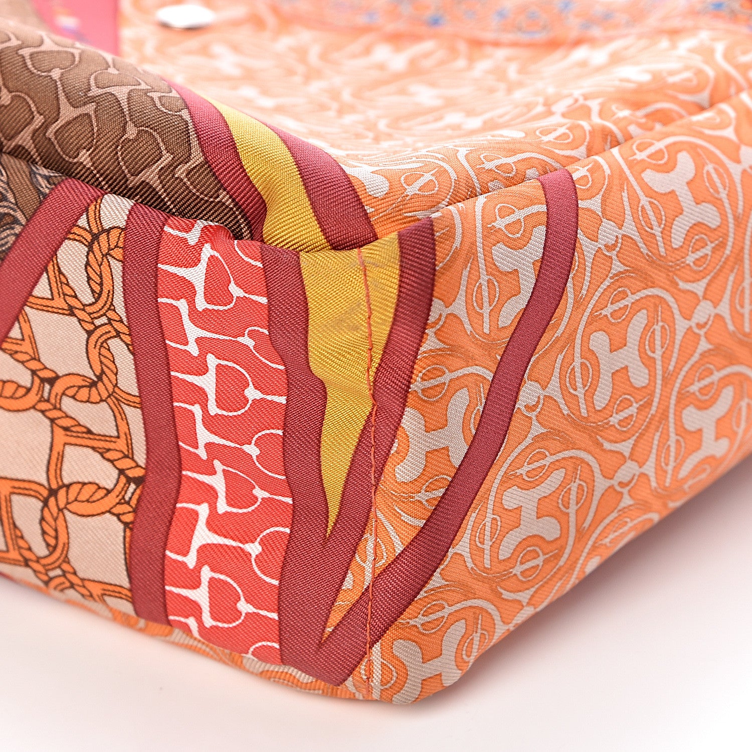 Hermes Silk Barenia Carre en Cravates Fourbi 20 PM Pouch Flamingo Pink Deer Brown 6 of 10