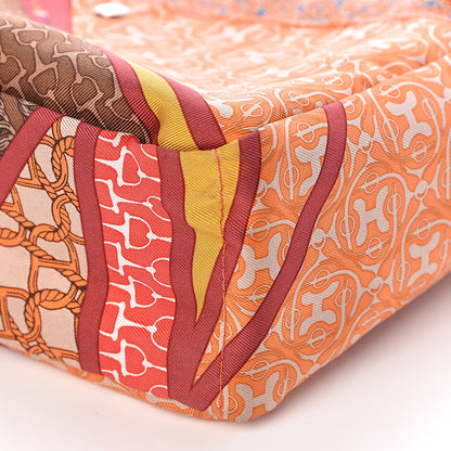 Hermes Silk Barenia Carre en Cravates Fourbi 20 PM Pouch Flamingo Pink Deer Brown 6 of 10