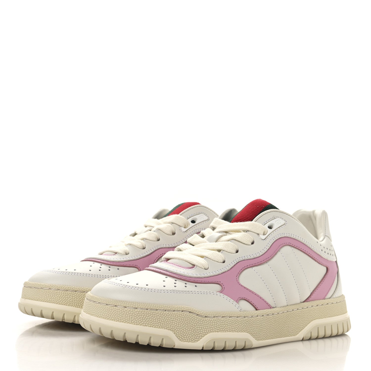 Gucci Calfskin Womens Re-Web Sneakers 36.5 White Pink 4 of 10