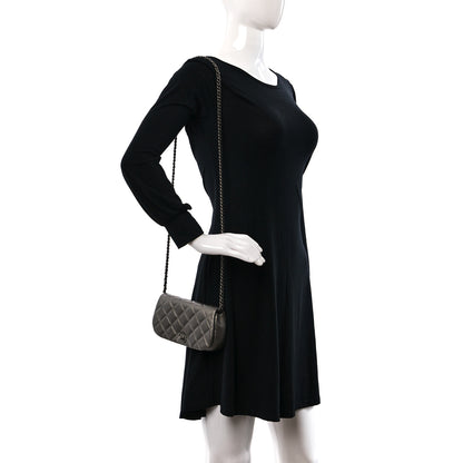 Chanel Metallic Calfskin Quilted Flap Clutch With Chain Ruthenium 2 of 11