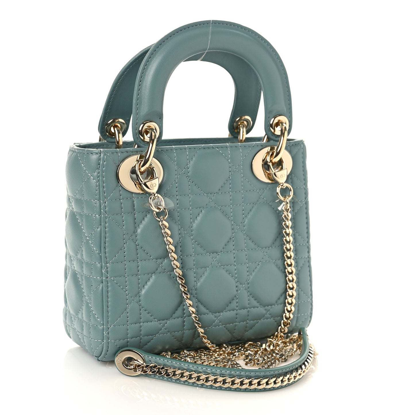 Lambskin Cannage Mini Lady Dior Storm Blue