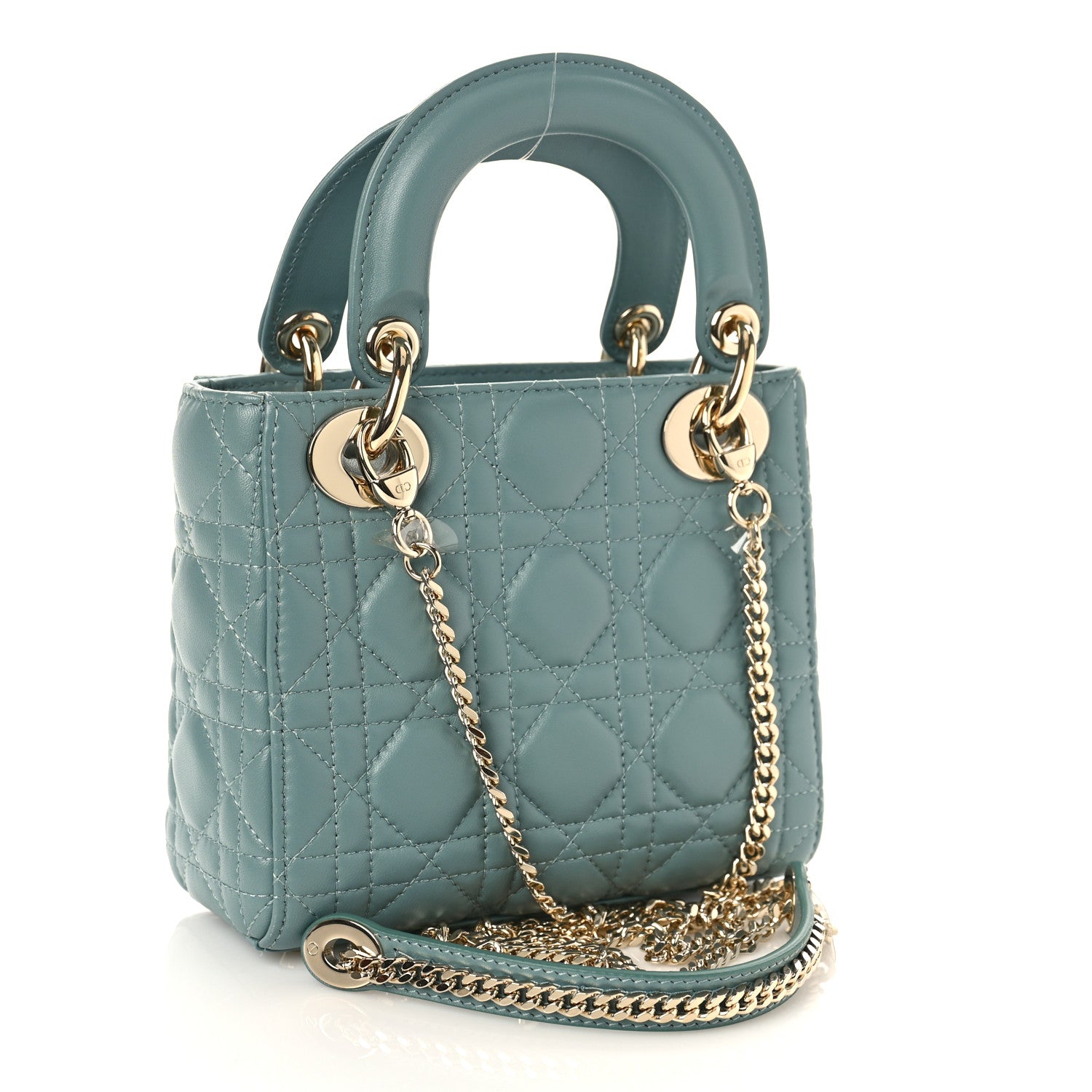 Christian Dior Lambskin Cannage Mini Lady Dior Storm Blue 3 of 8