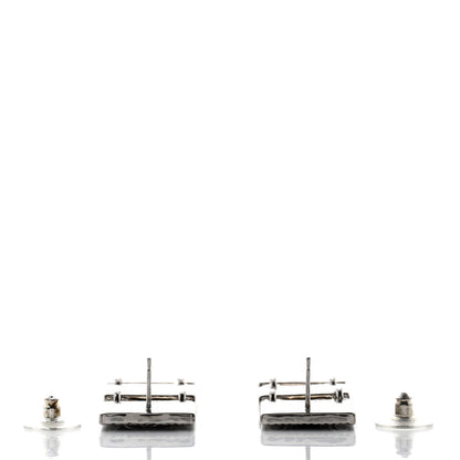 Chanel Metal Crystal Cha-Nel Logo Drop Earrings Silver 3 of 4