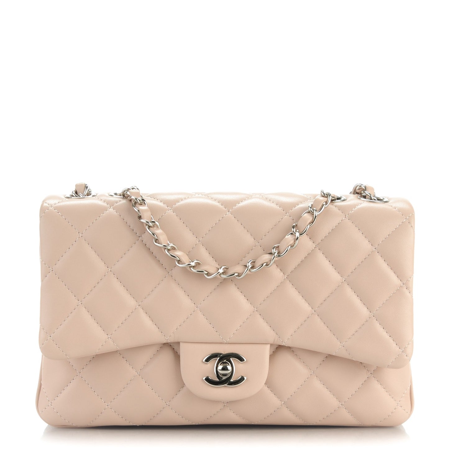 Lambskin Quilted Medium 3 Flap Light Pink