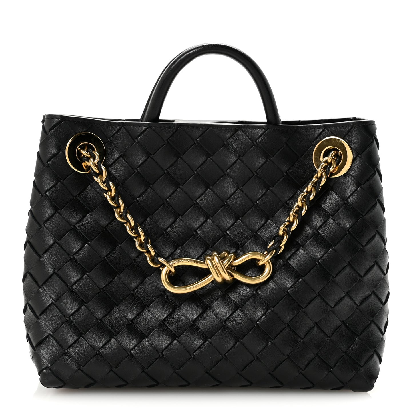 Nappa Intrecciato Small Andiamo With Chain Shoulder Bag Black
