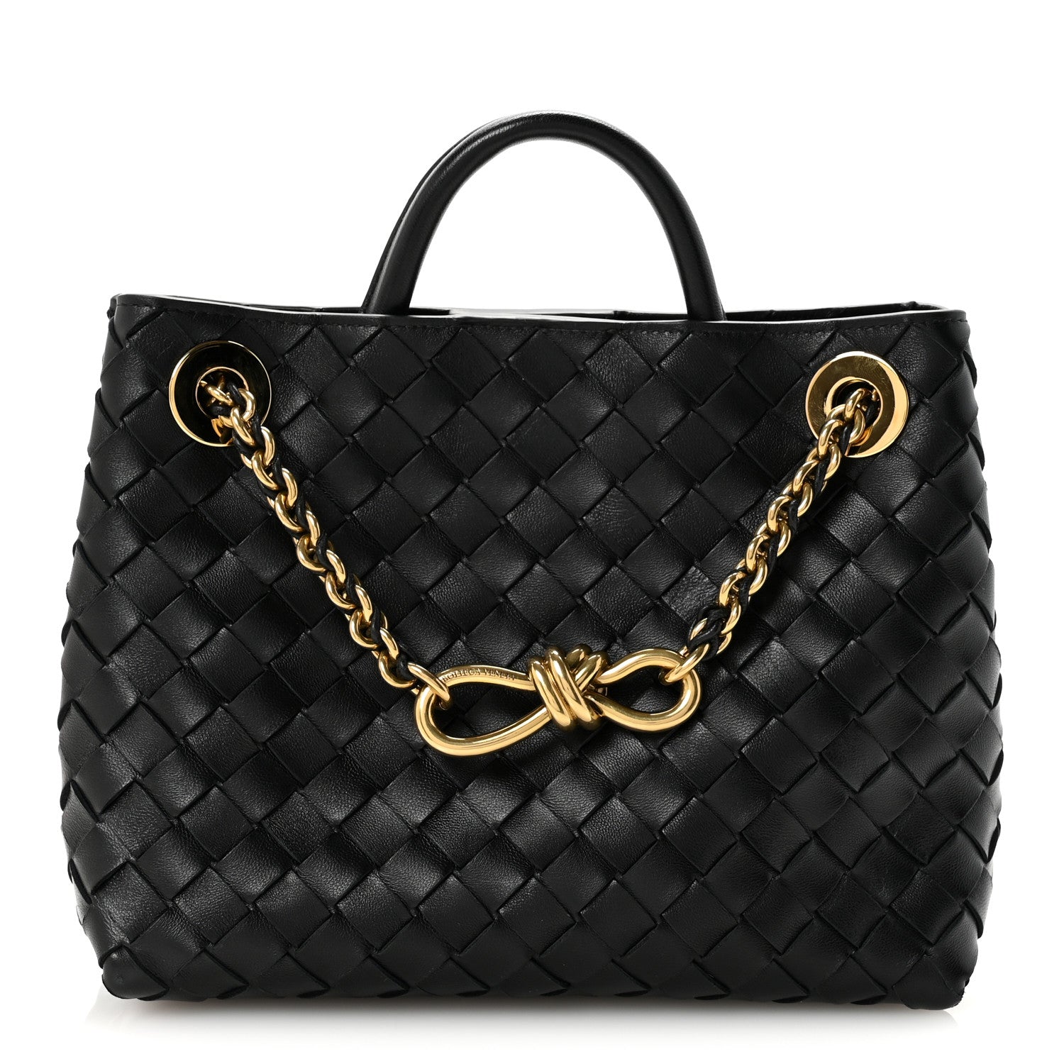 Bottega Veneta Nappa Intrecciato Small Andiamo With Chain Shoulder Bag Black 1 of 9