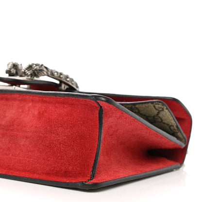 Gucci GG Supreme Monogram Suede Crystal Small Dionysus Shoulder Bag Beige Ebony Vulcanic Red 10 of 11