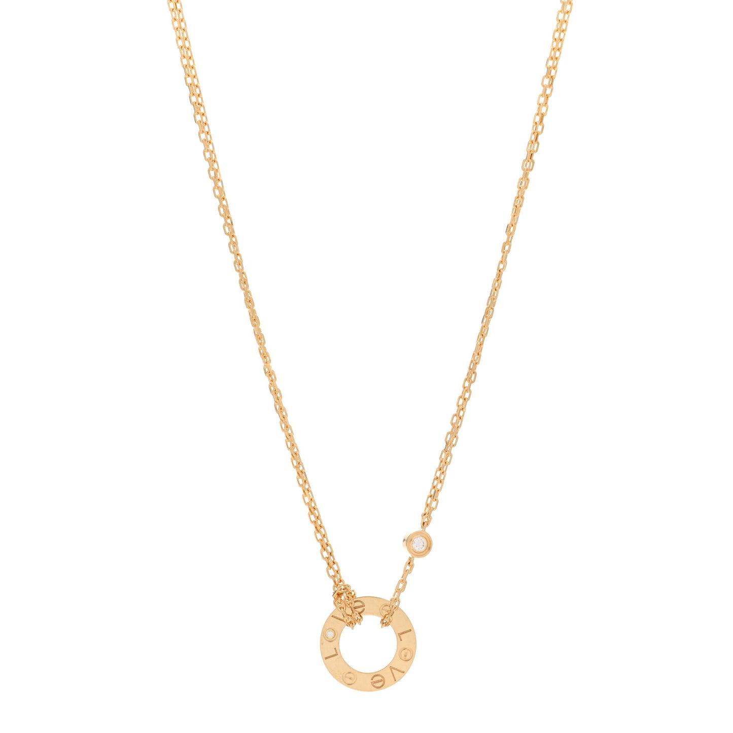 18K Yellow Gold 2 Diamond LOVE Necklace