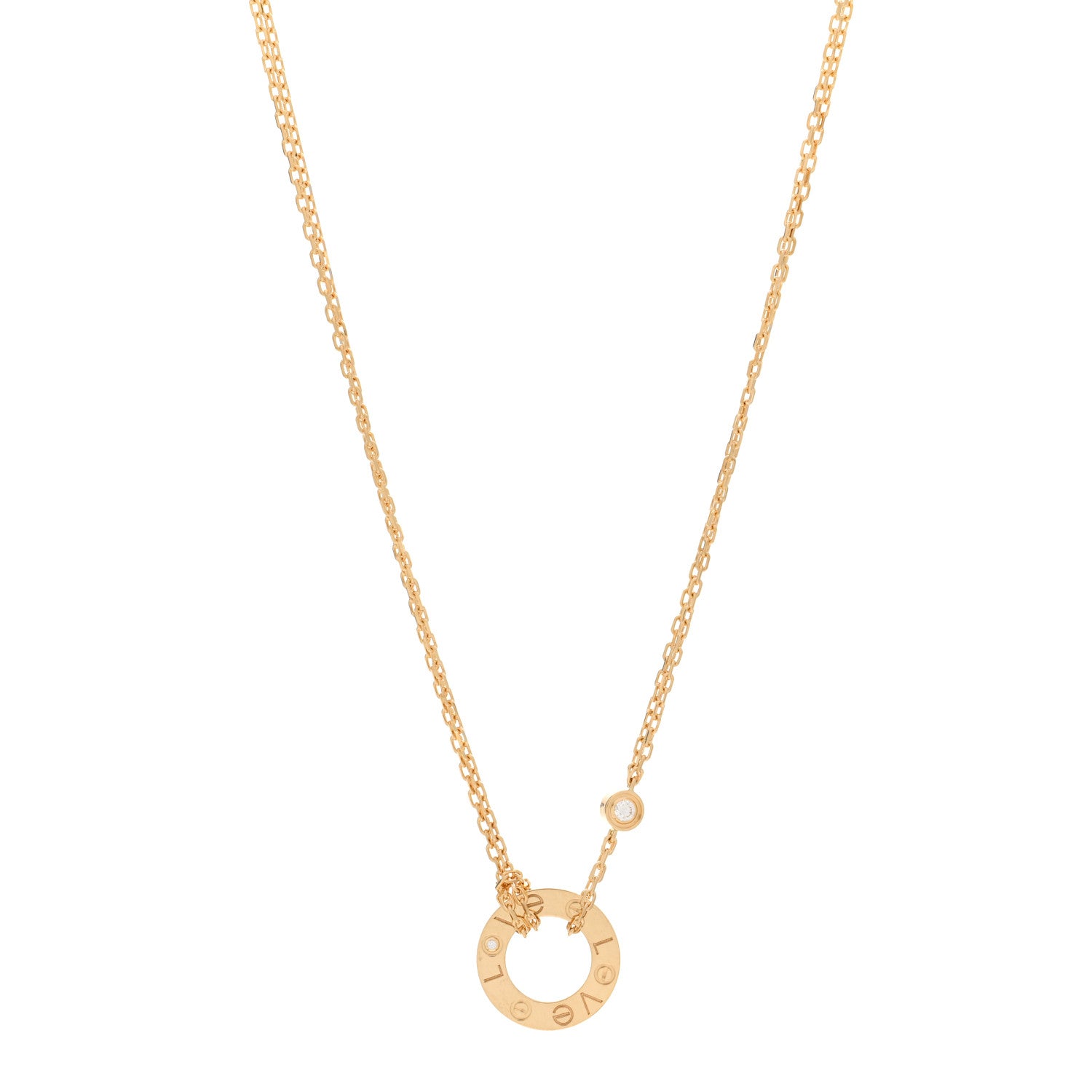 Cartier 18K Yellow Gold 2 Diamond LOVE Necklace 1 of 5
