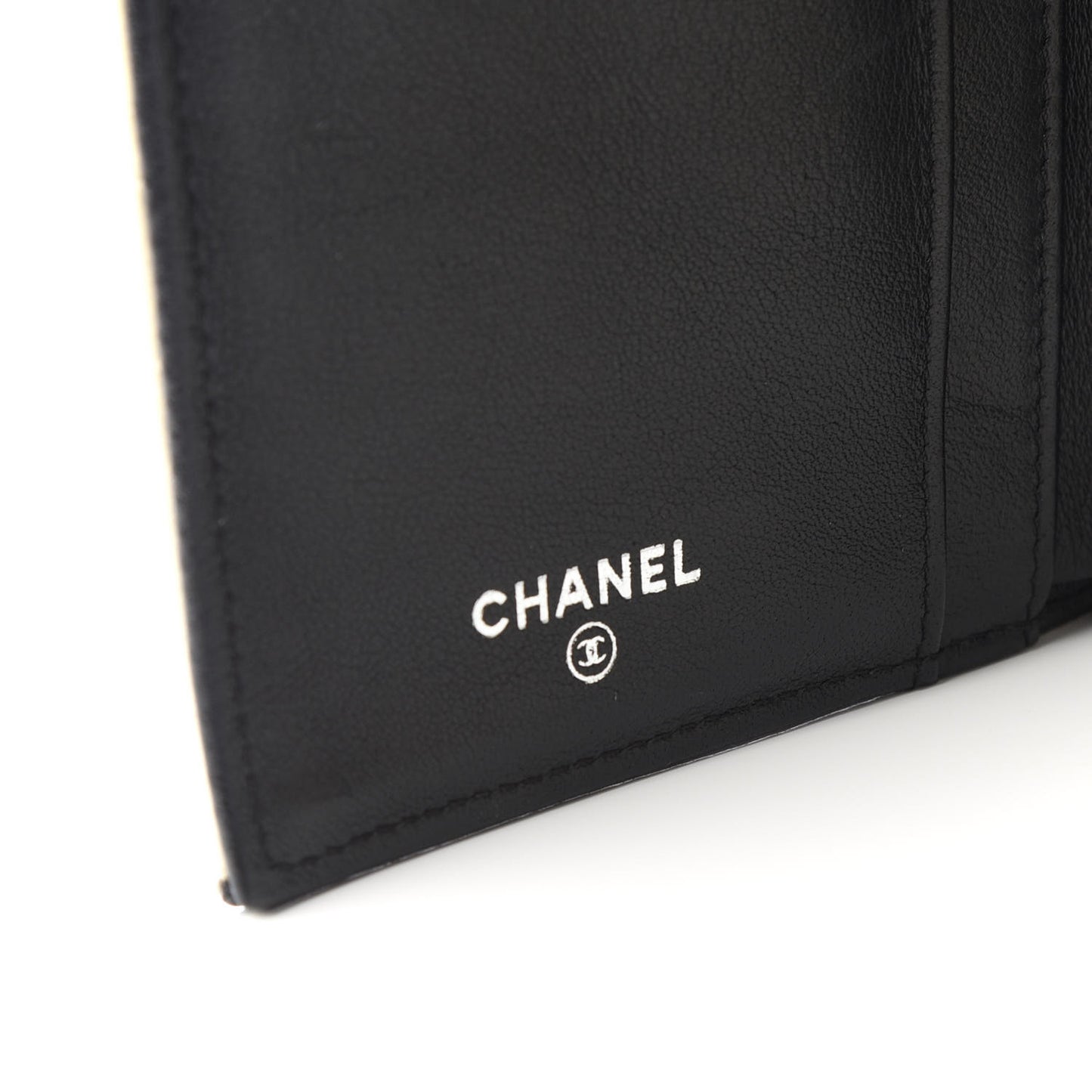 Calfskin Diamond Embossed Long Flap Wallet White