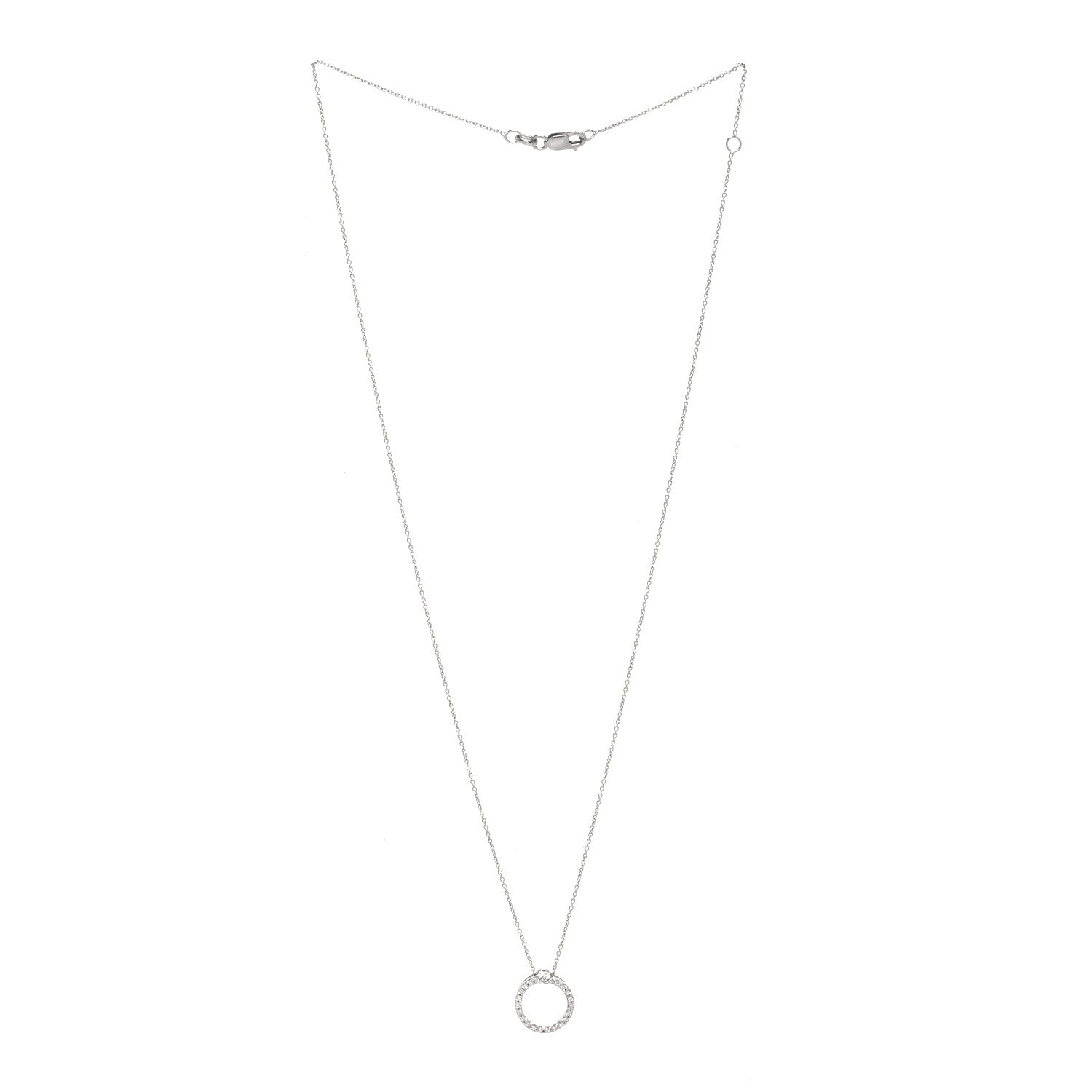 Roberto Coin 18K White Gold Diamond Extra Small Circle Pendant Necklace 3 of 5