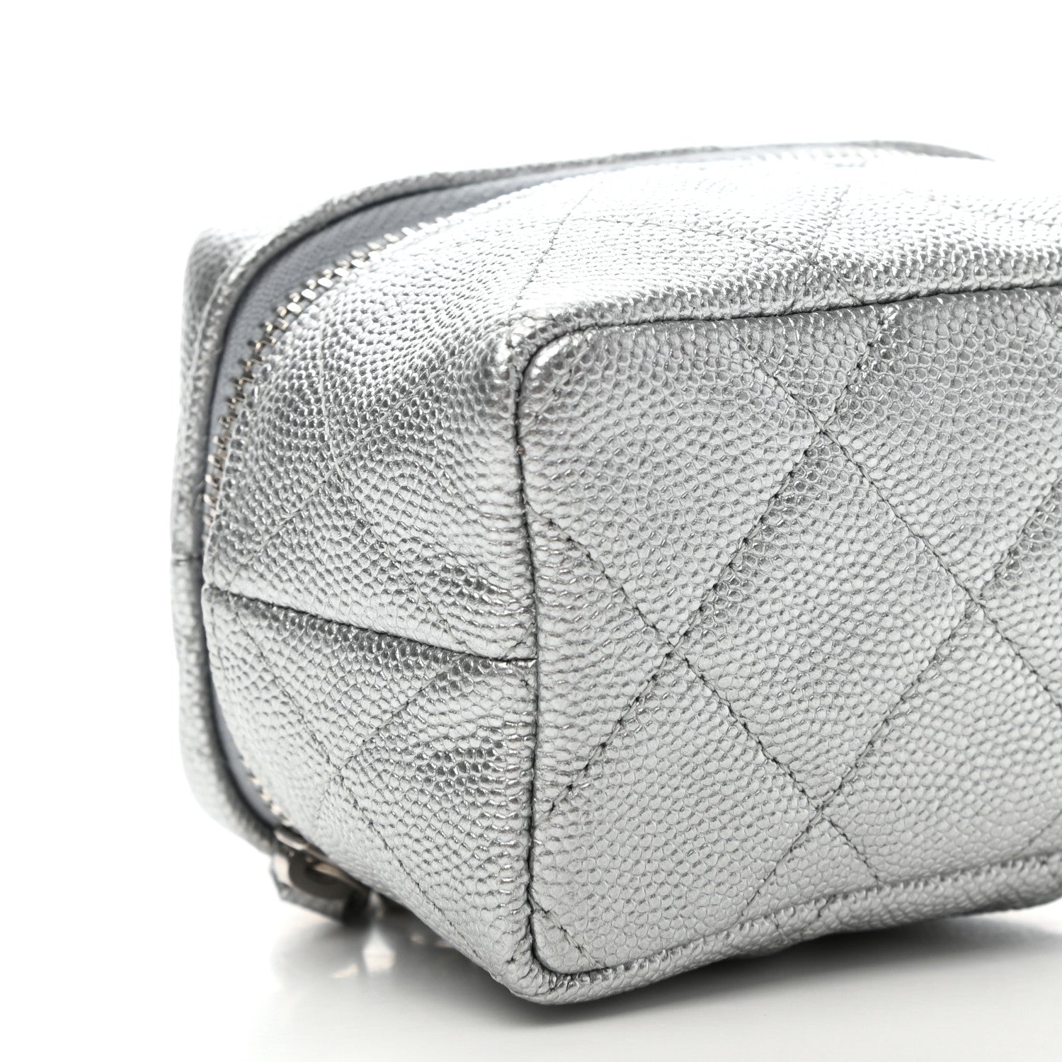 Chanel Metallic Caviar Quilted Mini Top Handle Vanity With Chain Silver 8 of 10