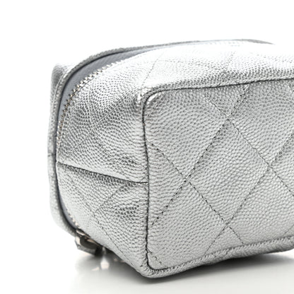 Chanel Metallic Caviar Quilted Mini Top Handle Vanity With Chain Silver 8 of 10
