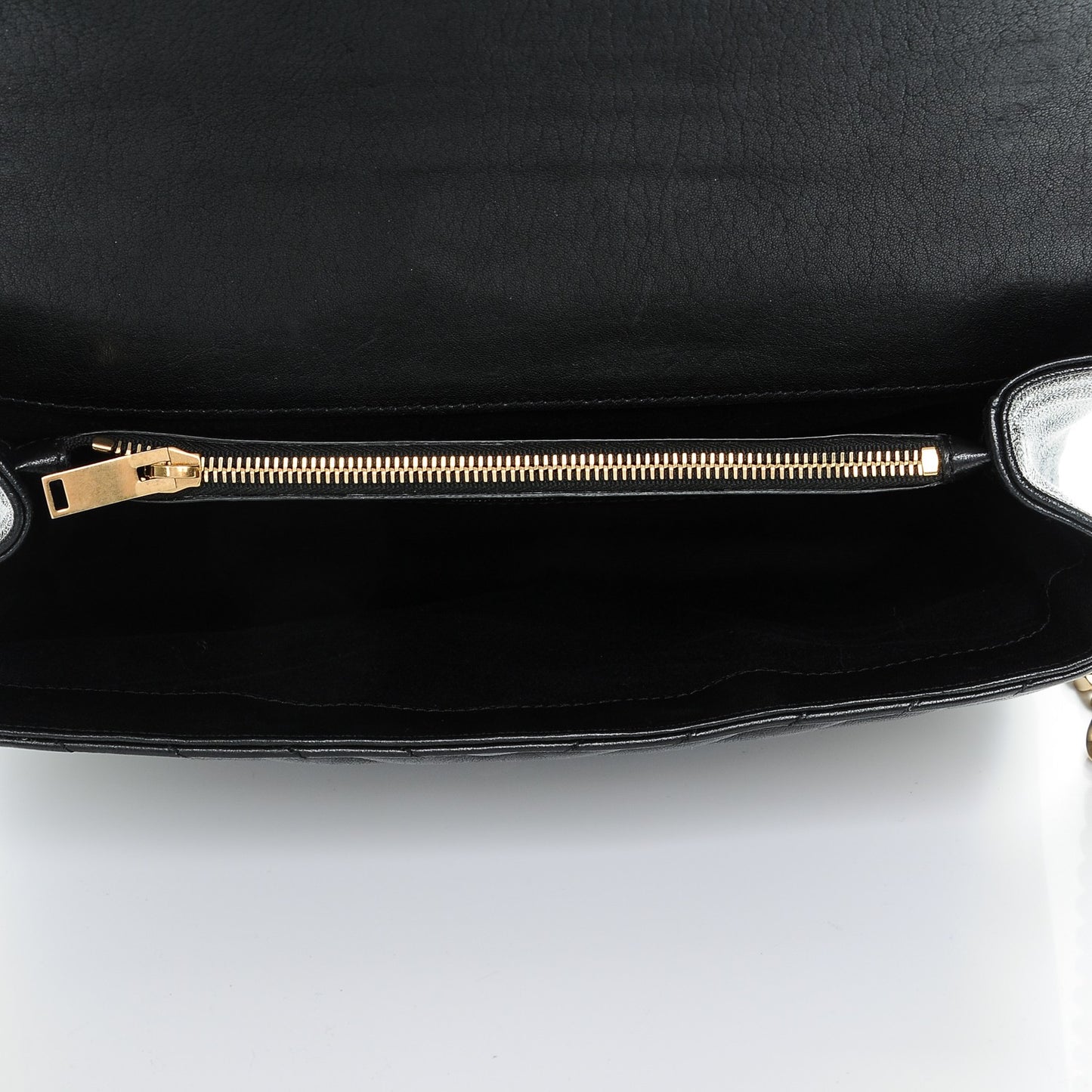 Sheepskin Matelasse Chevron Monogram Large College Satchel Black