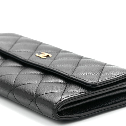 Chanel Caviar Quilted Large Gusset Flap Wallet Black 12 of 12