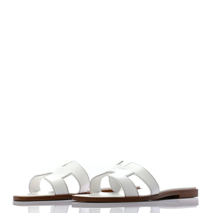 Hermes Box Calfskin Oran Sandals 36.5 White 3 of 8