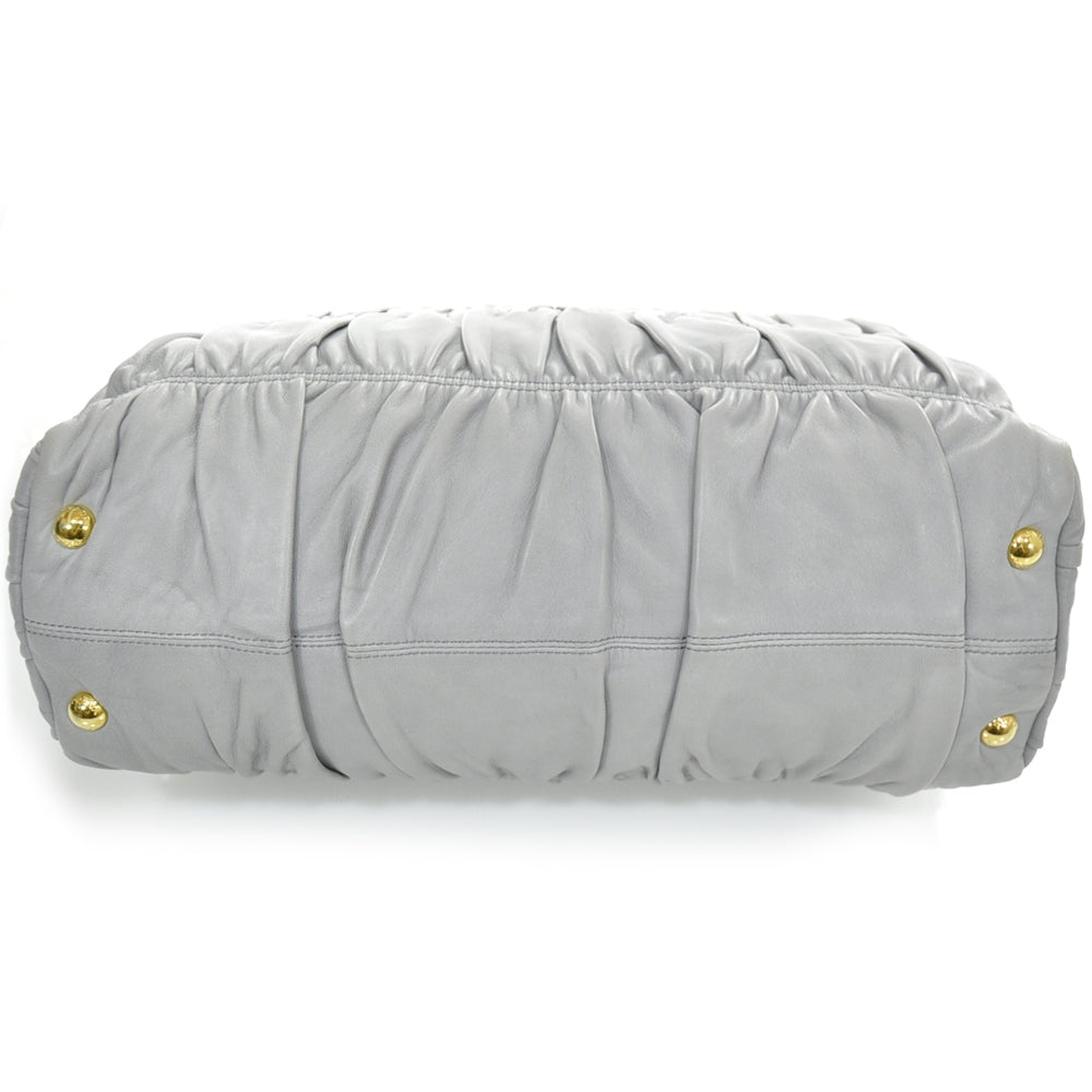Prada Nappa Dressy Gaufre Framed Tote Nuvola 3 of 10
