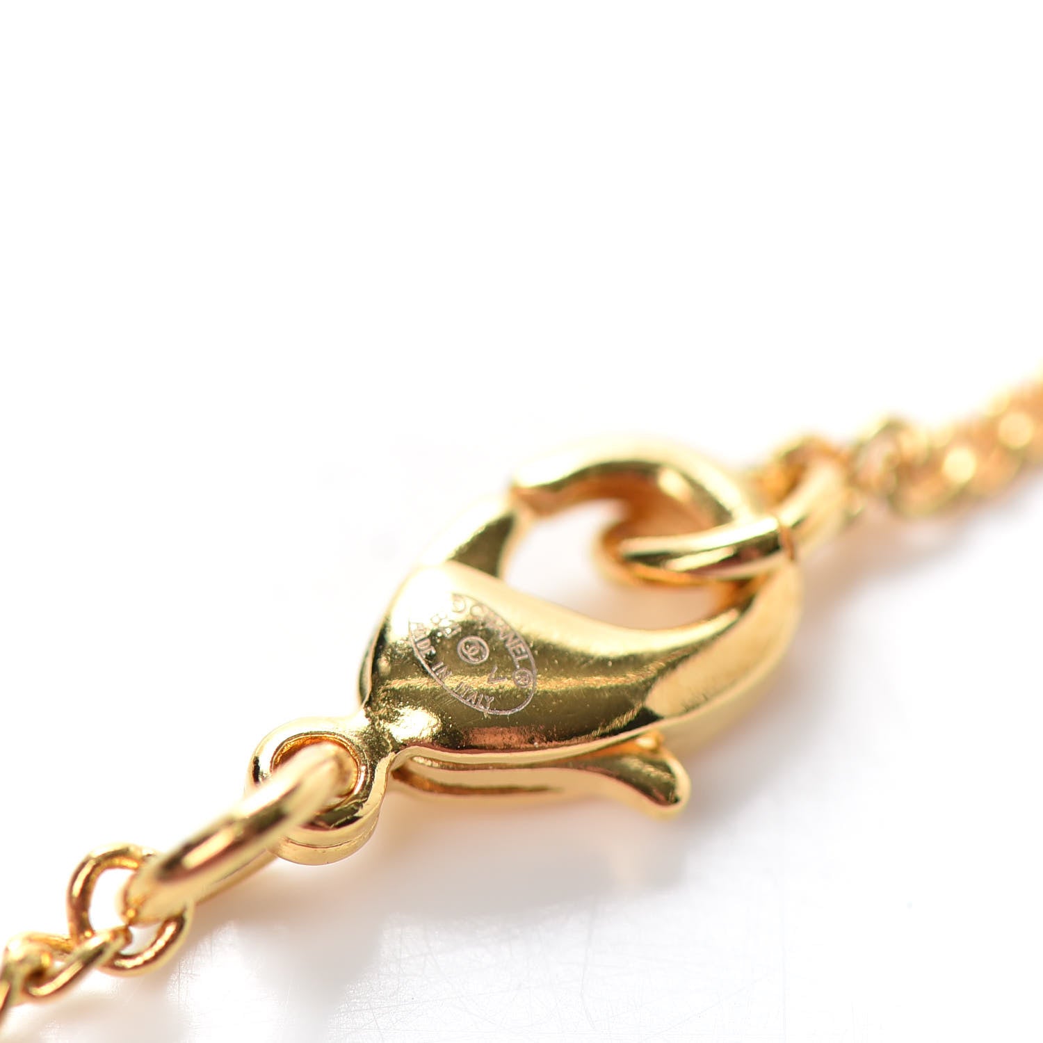 Chanel Metal CC Paris Button Necklace Gold 5 of 5