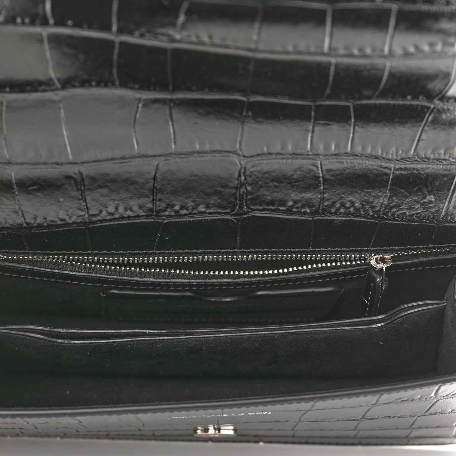 Alexander McQueen Shiny Crocodile Embossed Jeweled Satchel Black 4 of 10