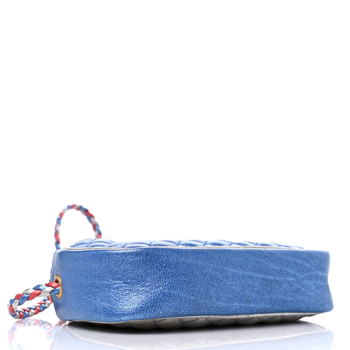 Laminated Nappa Trapuntata Mini Zumi Dome Shoulder Bag Rosso Marine Argento