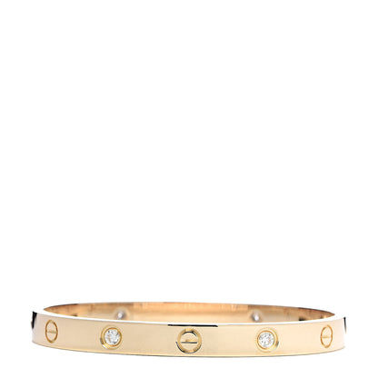 Cartier 18K Yellow Gold 4 Diamond LOVE Bracelet 17 3 of 6